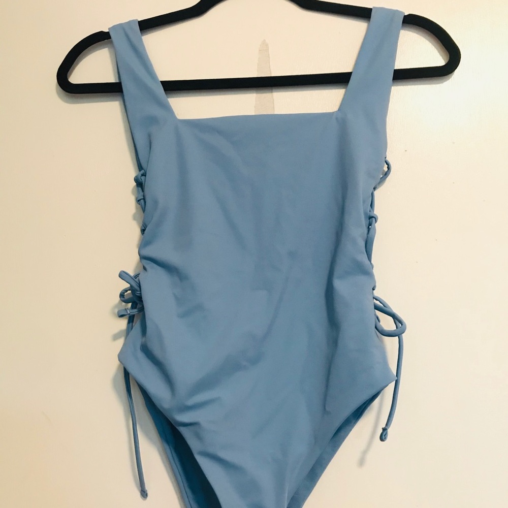 ASOS Lace-Up Square Neck one-piece swimsuit NWT
